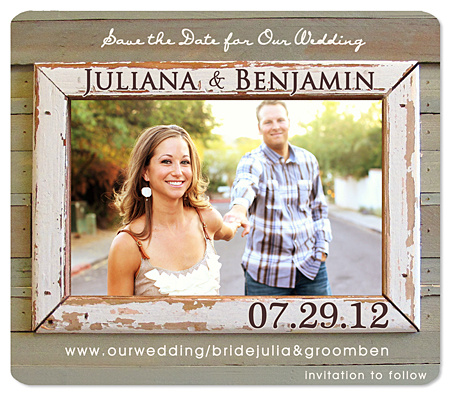 "Rustic Love Photo Frame" Save the Date Card